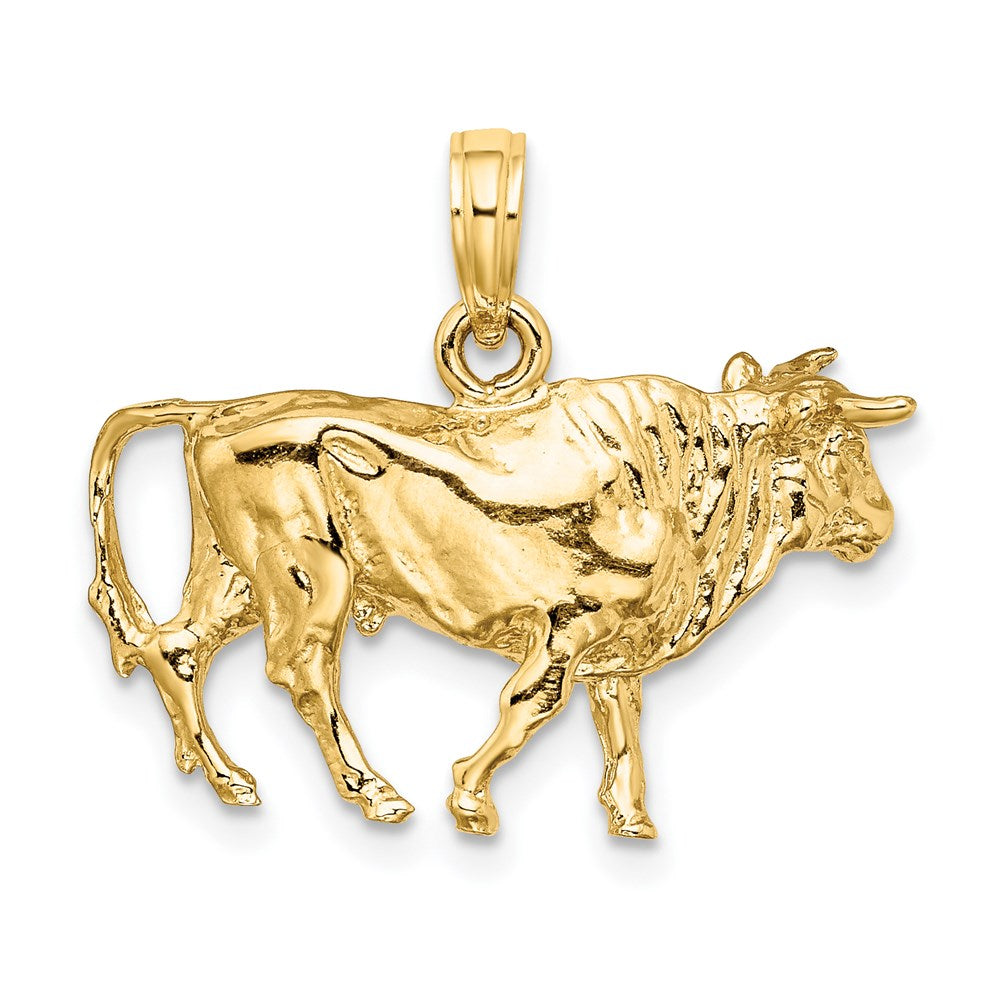 Gold 3-D Bull with Horns Charm Necklace - Model K6521 - Charlie & Co. Jewelry