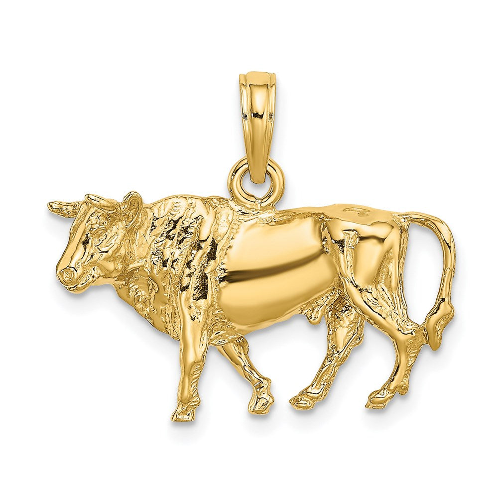 Gold 3-D Bull with Horns Charm Necklace - Model K6521 - Charlie & Co. Jewelry