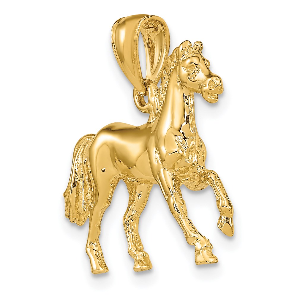 14K Gold 3D Horse Pendant - Charlie & Co. Jewelry
