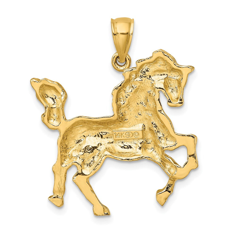 Gold Large Polished Horse Charm Necklace - Model K6543 - Charlie & Co. Jewelry