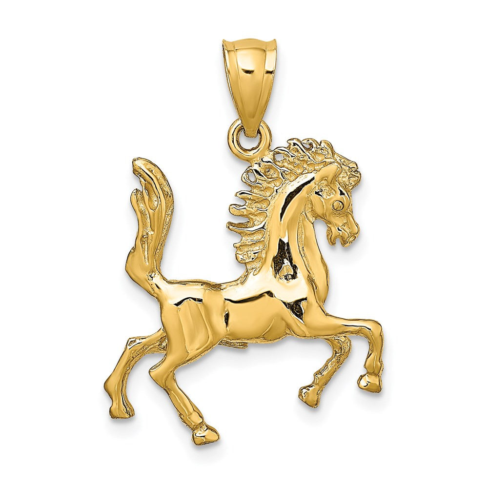 Gold Medium 3-D Horse Charm Necklace - Model K6546 - Charlie & Co. Jewelry