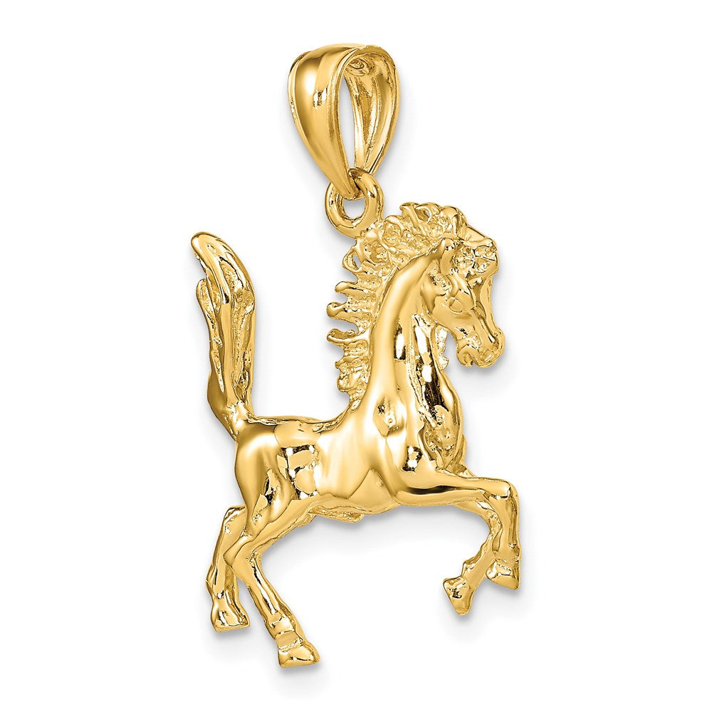 Gold Medium 3-D Horse Charm Necklace - Model K6546 - Charlie & Co. Jewelry
