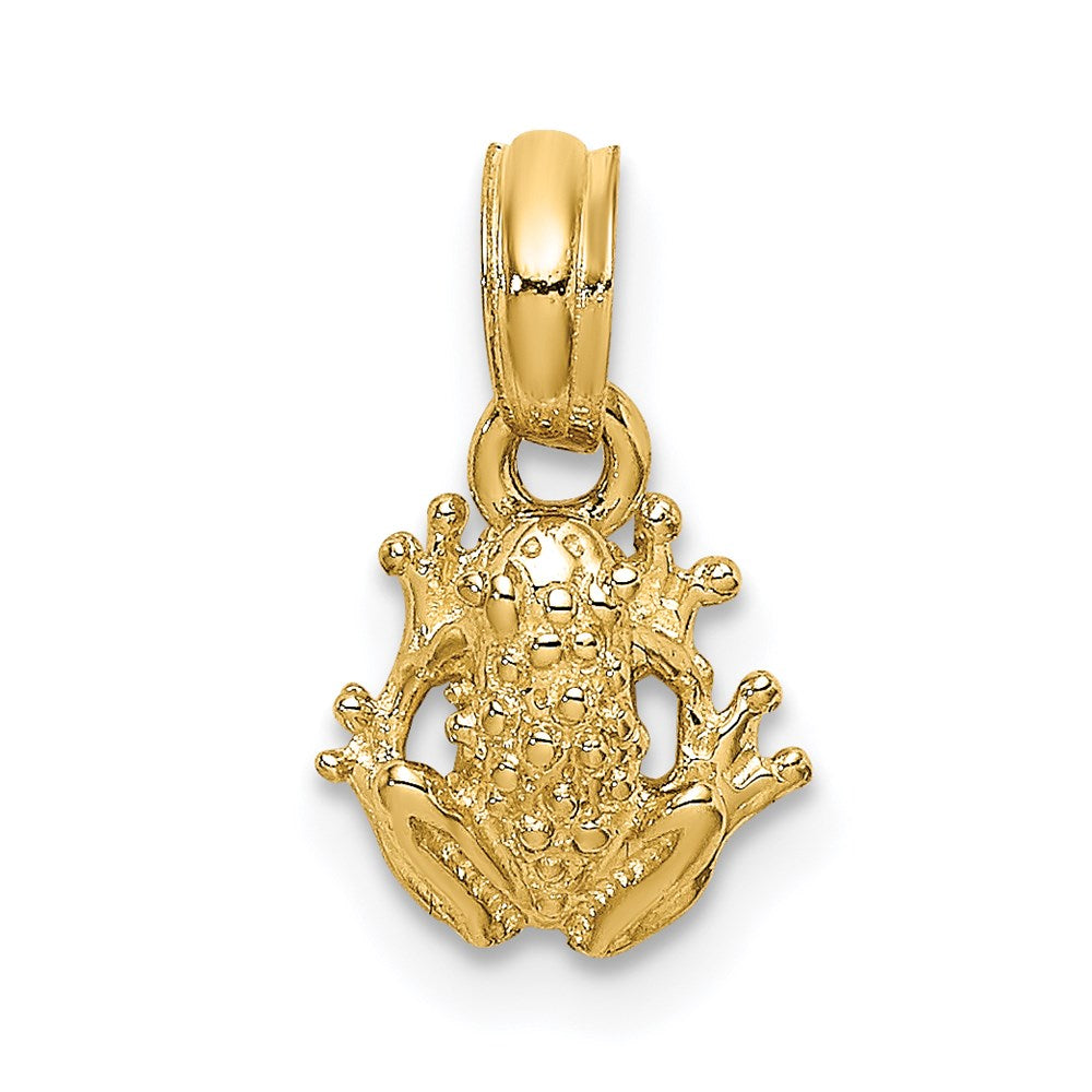 14K Gold Frog with Textured Back Pendant - Charlie & Co. Jewelry