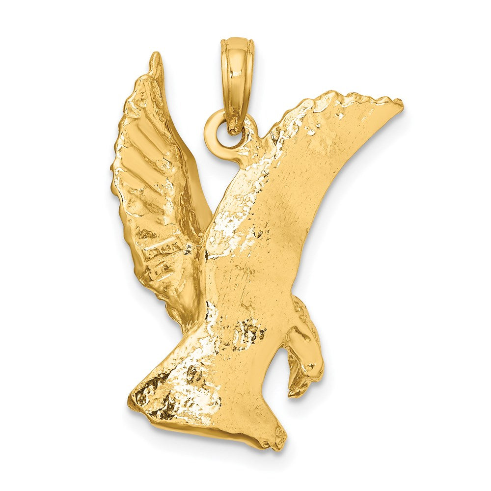 Gold Large Eagle Landing with Wings Up Charm Necklace - Model K6563 - Charlie & Co. Jewelry