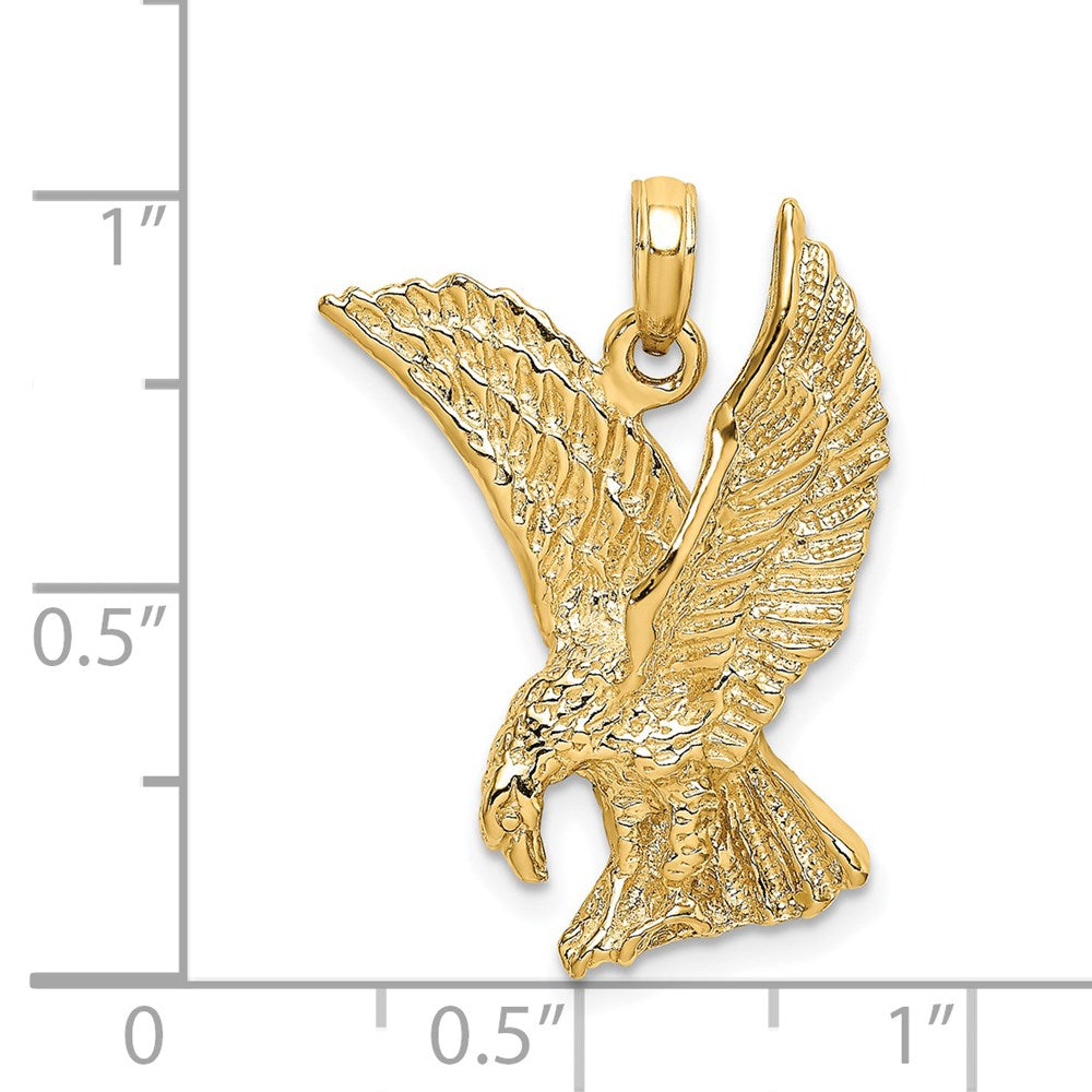 Gold Large Eagle Landing with Wings Up Charm Necklace - Model K6563 - Charlie & Co. Jewelry