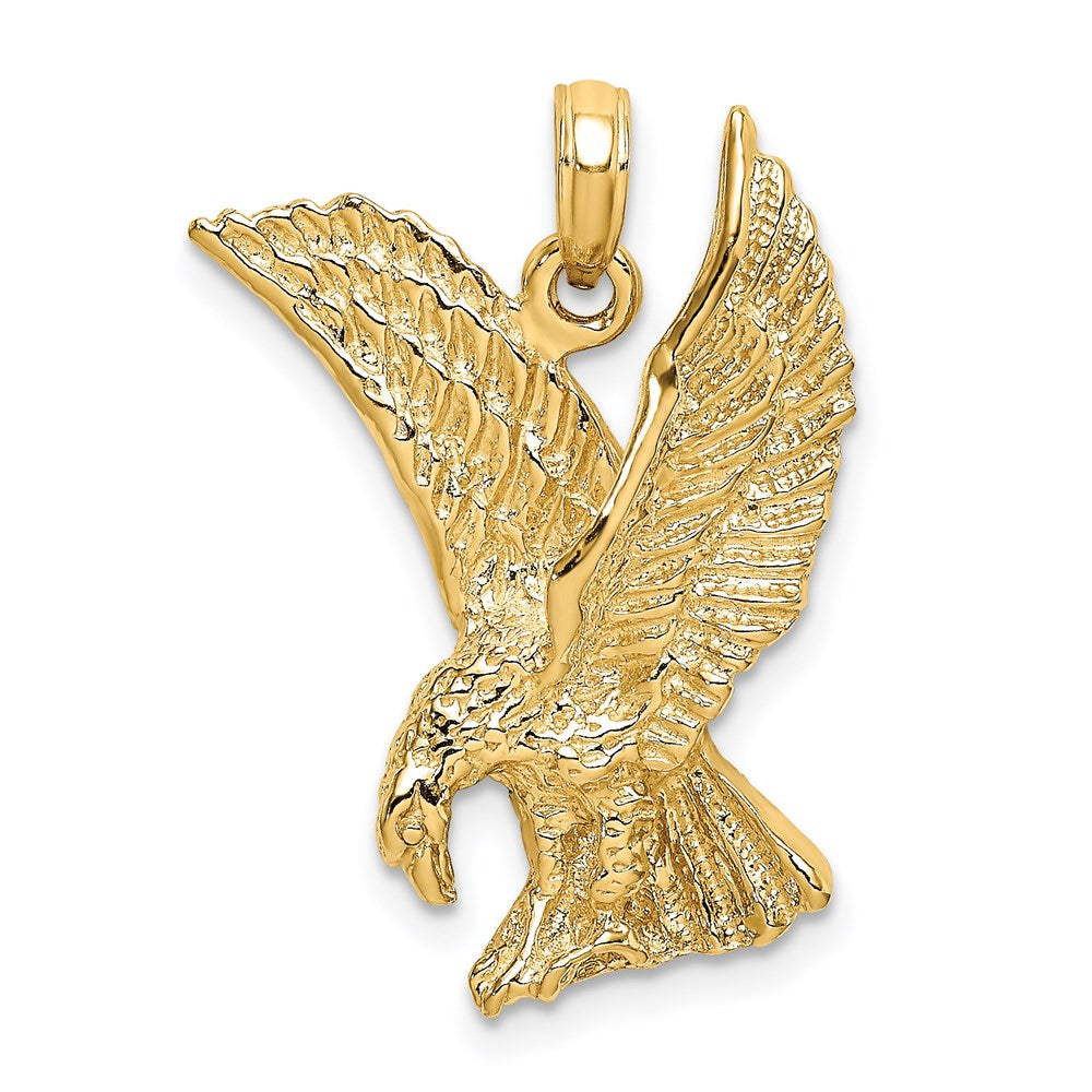Gold Large Eagle Landing with Wings Up Charm Necklace - Model K6563 - Charlie & Co. Jewelry