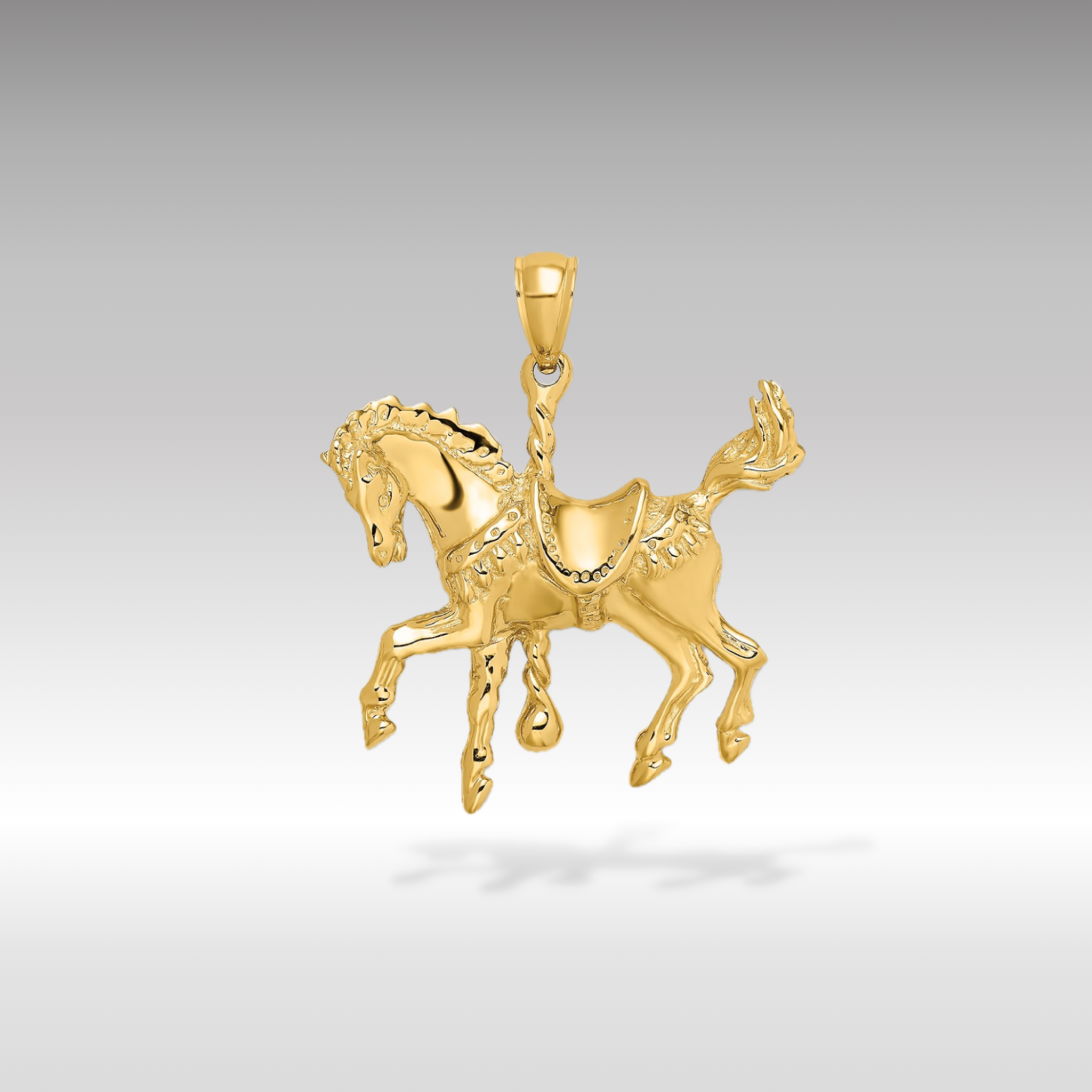 Hot 14k Gold Carousel Horse Pendant