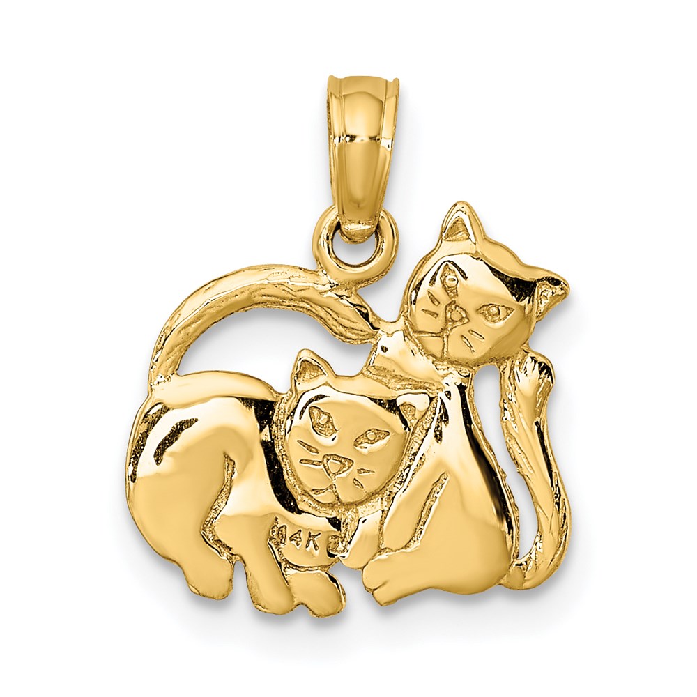 14k Gold 3-D Two Kittens Necklace Pendant - Charlie & Co. Jewelry