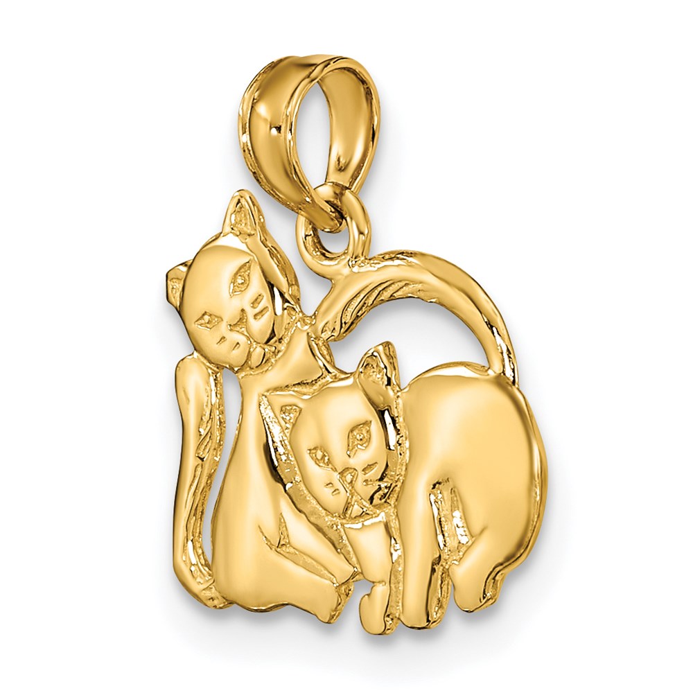 14k Gold 3-D Two Kittens Necklace Pendant - Charlie & Co. Jewelry