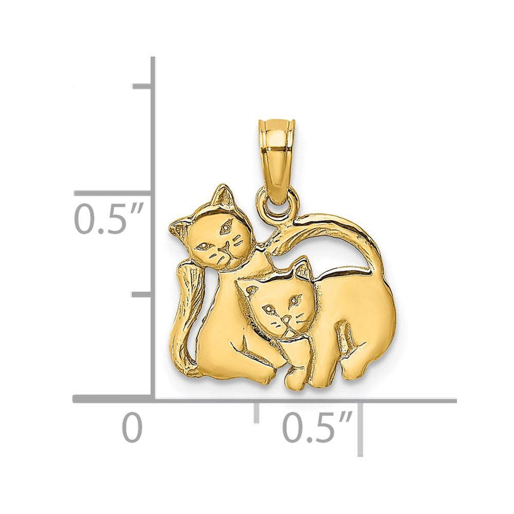 14k Gold 3-D Two Kittens Necklace Pendant - Charlie & Co. Jewelry