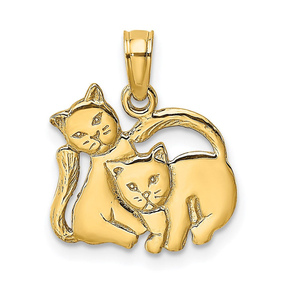 14k Gold 3-D Two Kittens Necklace Pendant - Charlie & Co. Jewelry