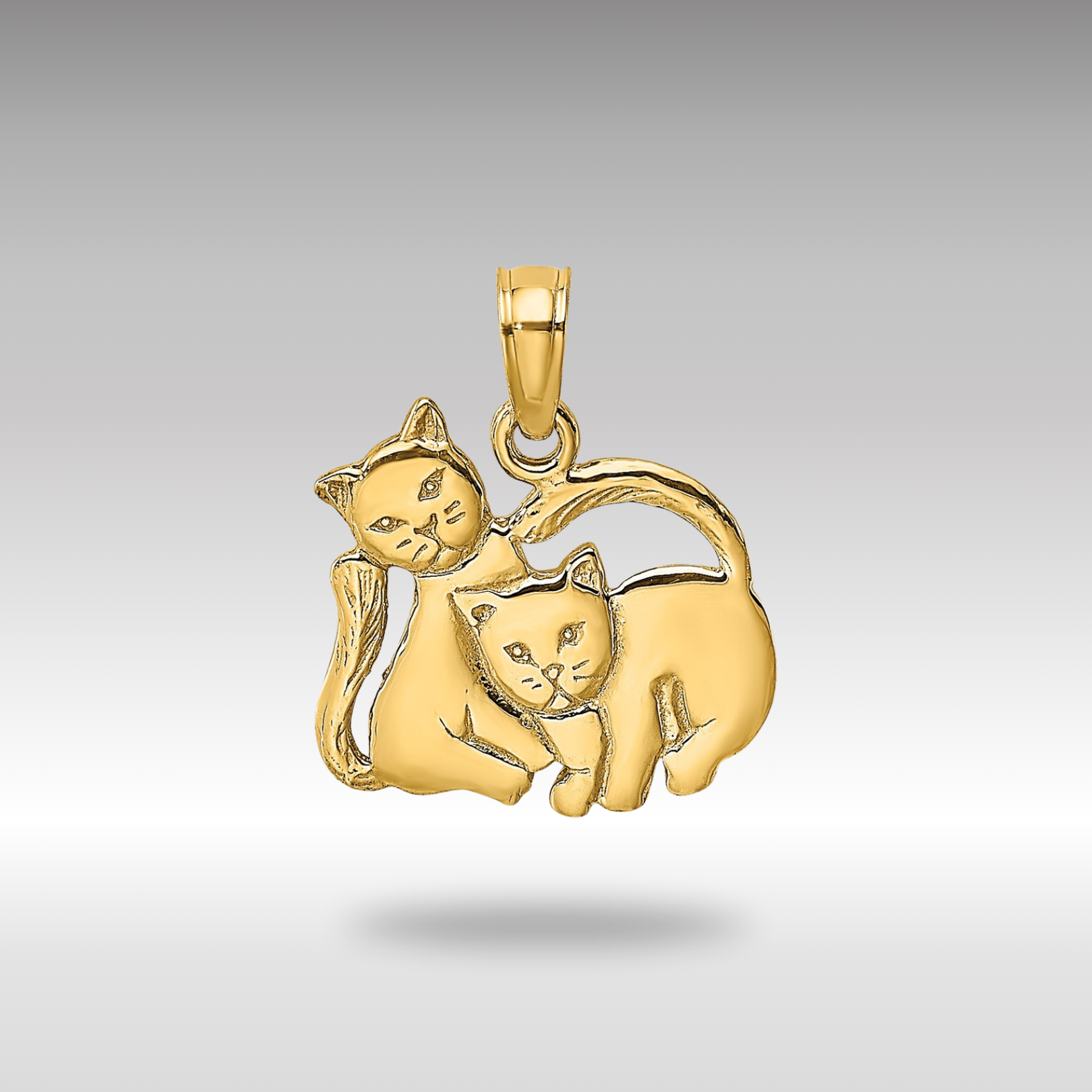 Gold 3-D Two Kittens Necklace Pendant - Charlie & Co. Jewelry