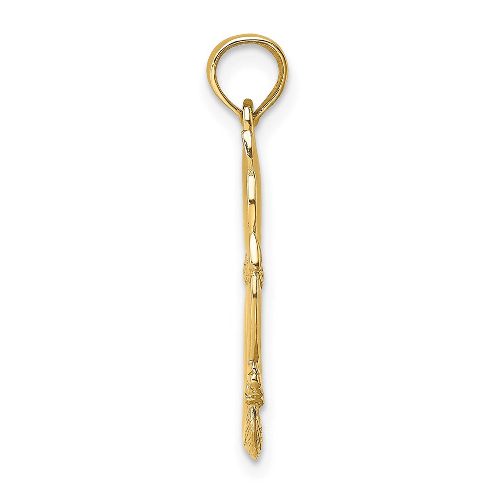 14k Gold 3-D Cat and Bow Sitting Cat Necklace Pendant - Charlie & Co. Jewelry