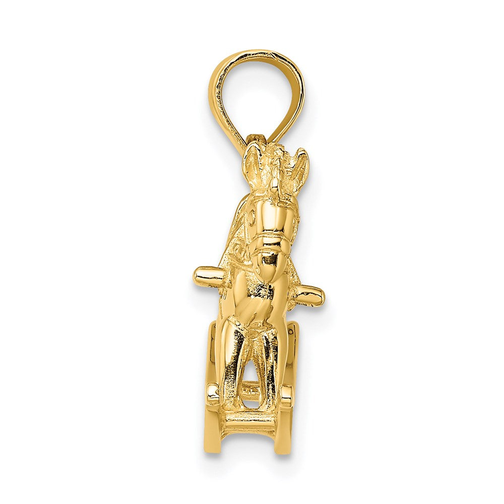 14K Gold 3D Playful Rocking Horse Pendant - Charlie & Co. Jewelry