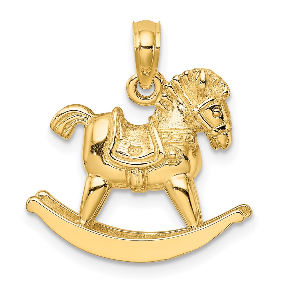 14K Gold 3D Playful Rocking Horse Pendant - Charlie & Co. Jewelry