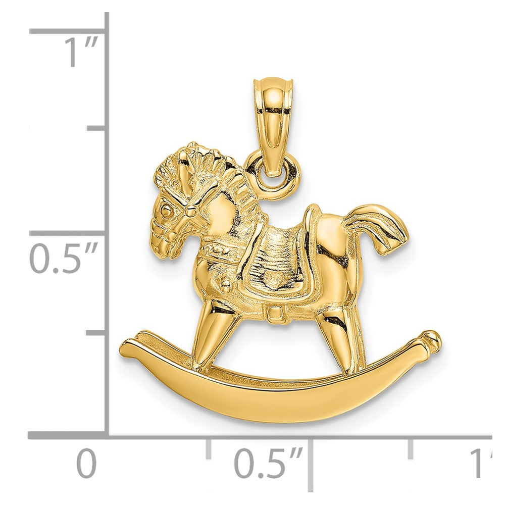 14K Gold 3D Playful Rocking Horse Pendant - Charlie & Co. Jewelry