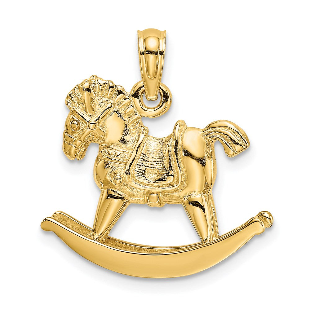 14K Gold 3D Playful Rocking Horse Pendant - Charlie & Co. Jewelry