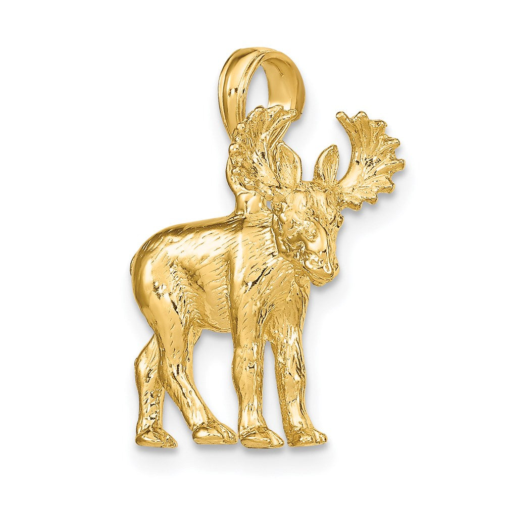 Gold 3-D Textured Moose Charm Necklace - Model K6606 - Charlie & Co. Jewelry