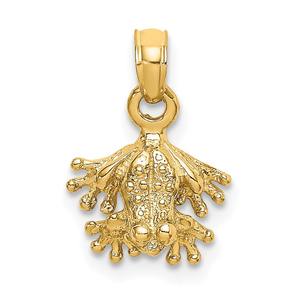 14K Gold Mini Frog Facing Down Pendant - Charlie & Co. Jewelry