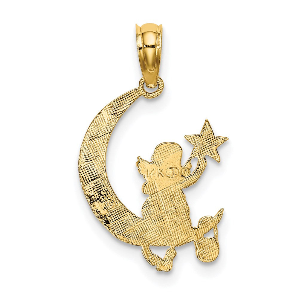 Gold Angel and Star Moon Necklace Pendant Model-K6615 - Charlie & Co. Jewelry