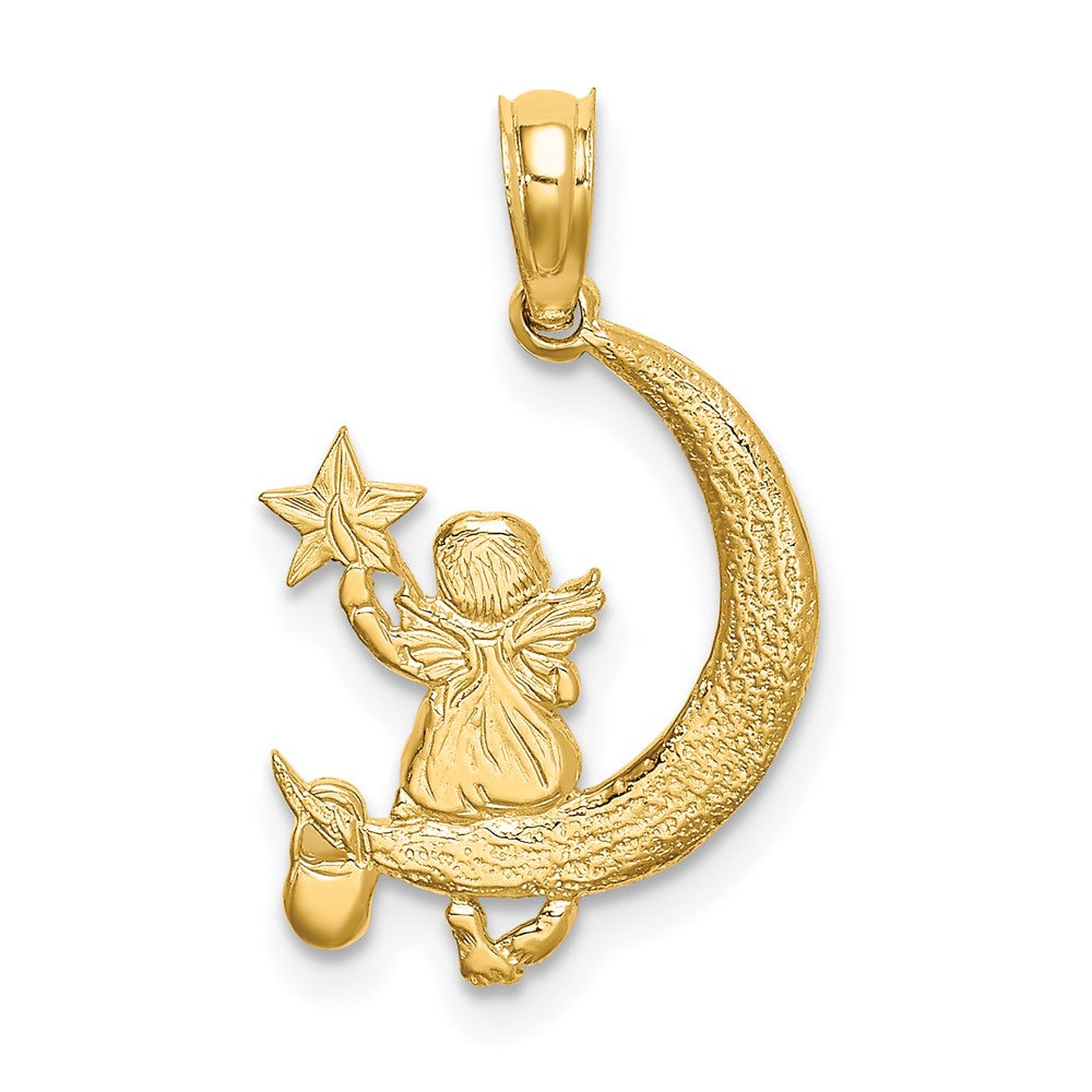 Gold Angel and Star Moon Necklace Pendant Model-K6615 - Charlie & Co. Jewelry