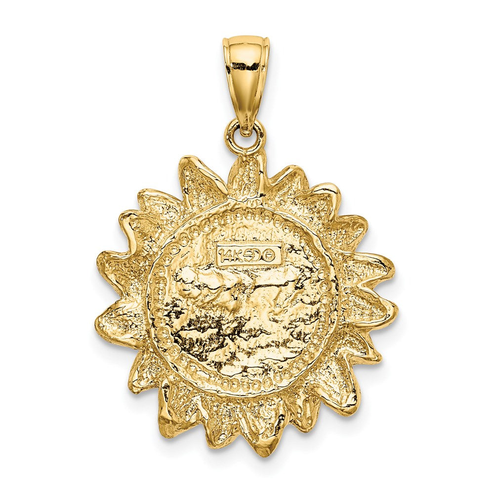 Gold Smiling Sun Necklace Charm Model-K6617 - Charlie & Co. Jewelry