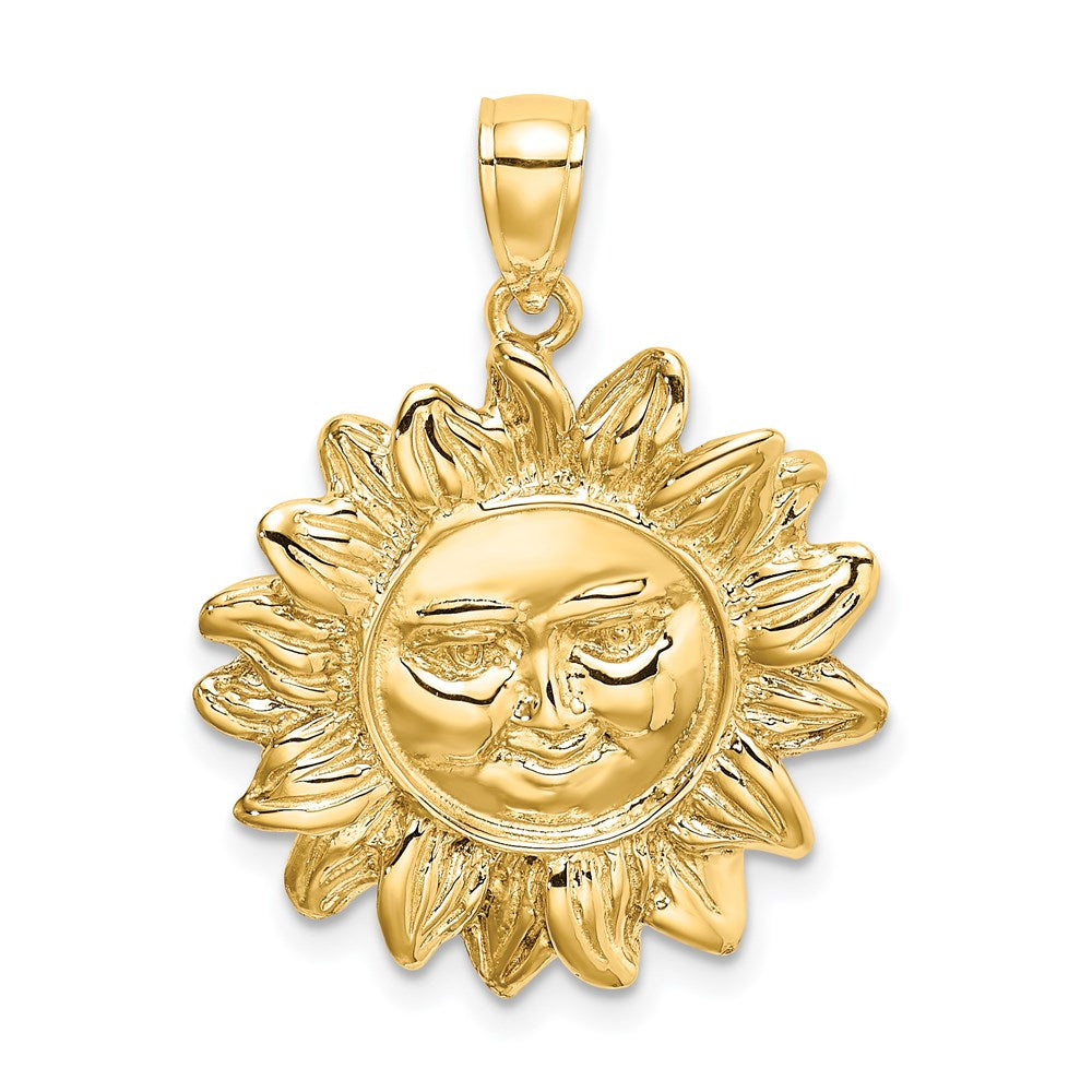 Gold Smiling Sun Necklace Charm Model-K6617 - Charlie & Co. Jewelry