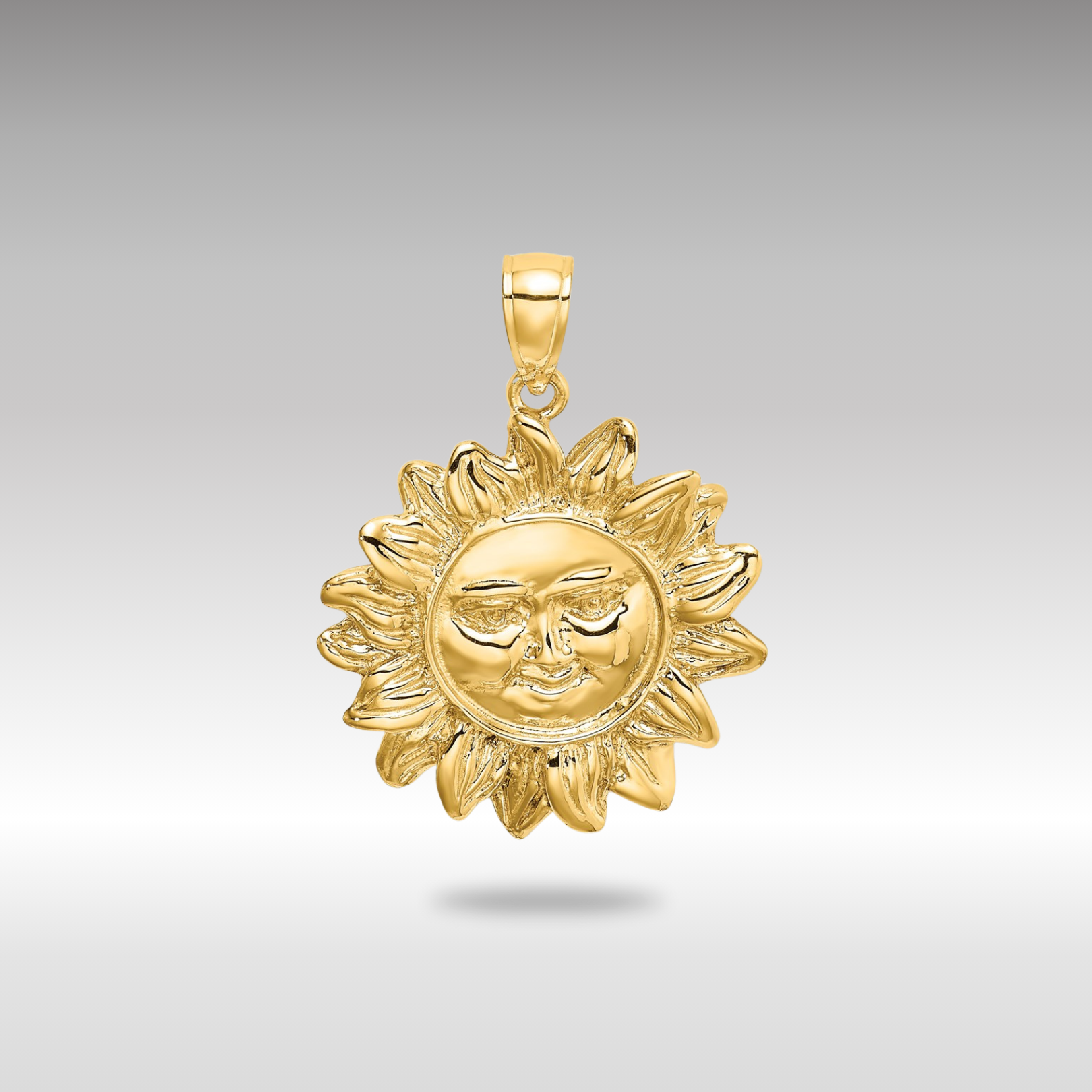 Gold Smiling Sun Necklace Charm Model-K6617 - Charlie & Co. Jewelry