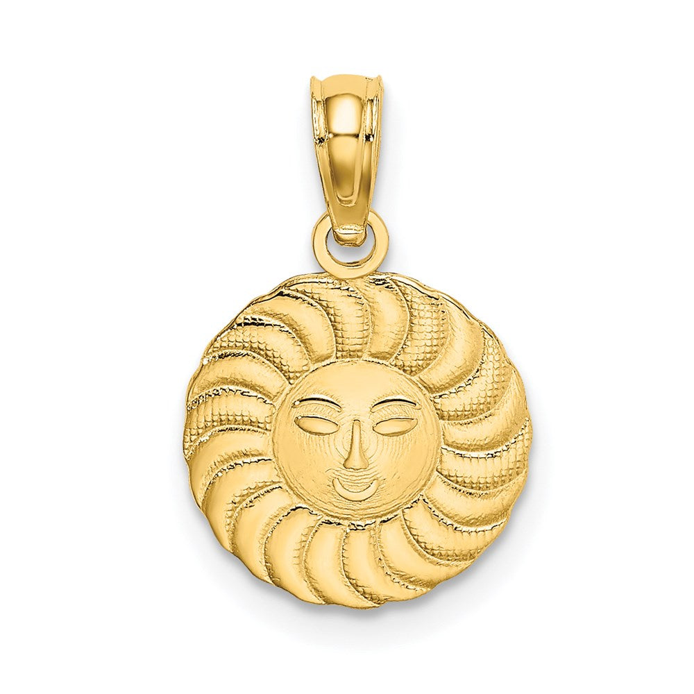 Gold Smiley Sun Necklace Charm Model-K6620 - Charlie & Co. Jewelry