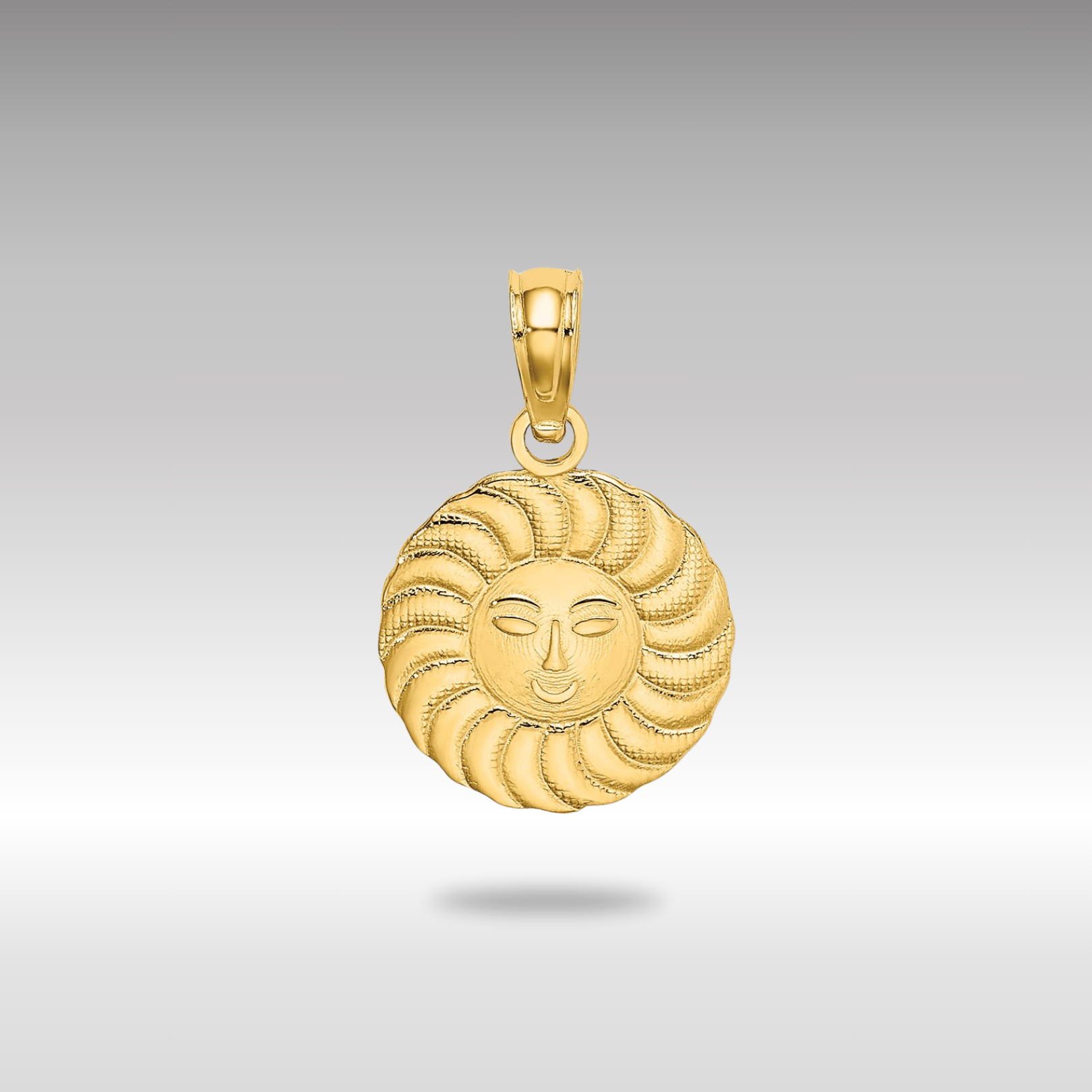 Gold Smiley Sun Necklace Charm Model-K6620 - Charlie & Co. Jewelry
