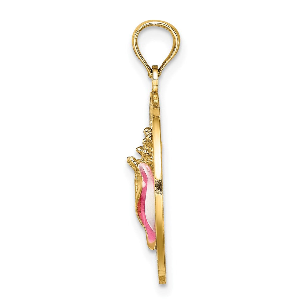 Charlie & Co Jewelry | 14k Antigua, Wi Circle W/ Enamel Conch Shell Charm - Model K6646