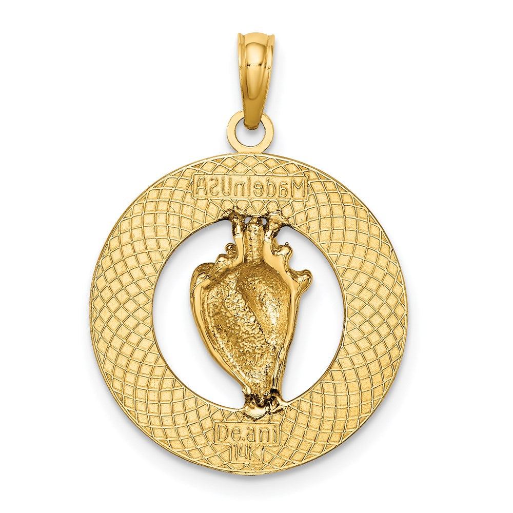 Charlie & Co Jewelry | 14k Antigua, Wi Circle W/ Enamel Conch Shell Charm - Model K6646