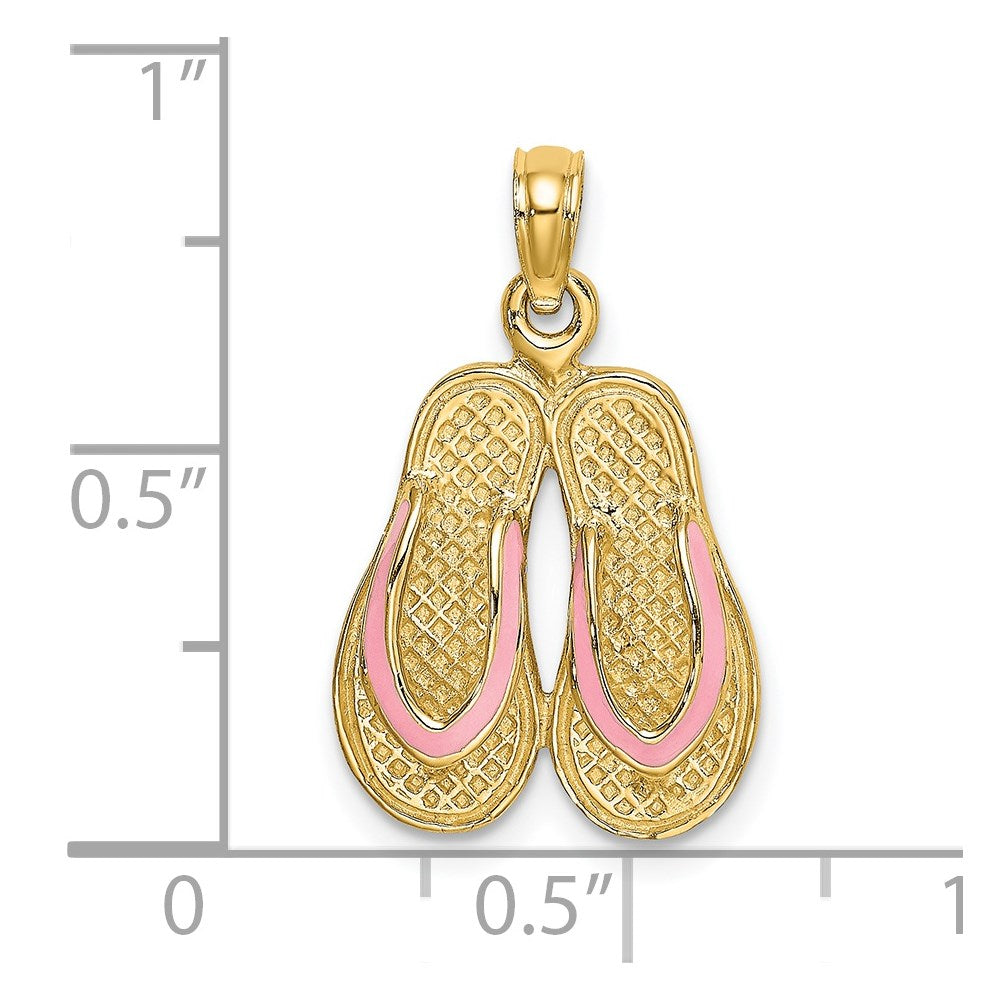 Charlie & Co Jewelry | 14k 3d W/ Pink Enamel Double Flip-flop Charm - Model K6659