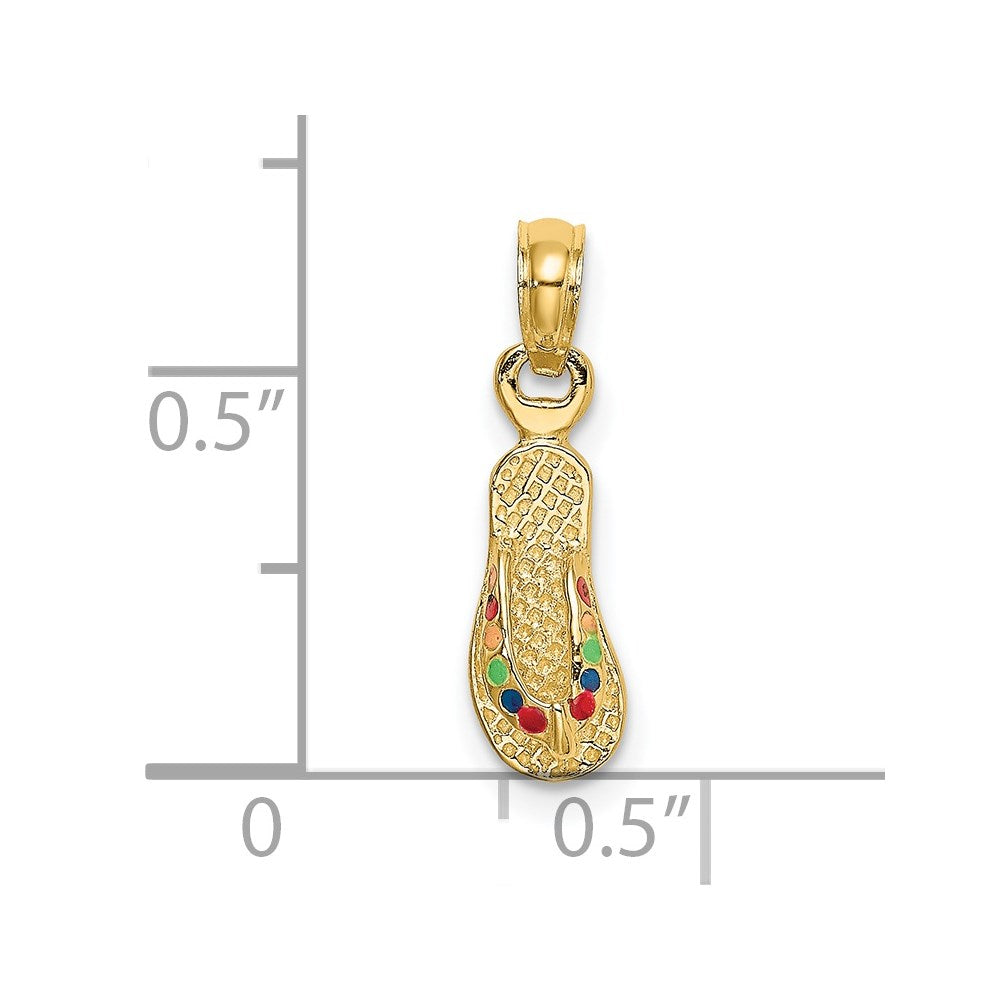 Charlie & Co Jewelry | 14k 3d W/ Multi-color Enamel Single Flip-flop Charm - Model K6674