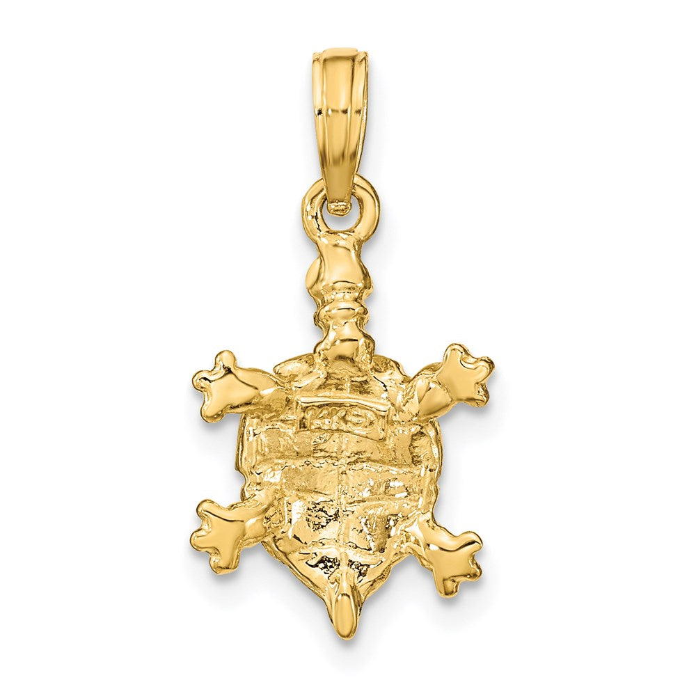 14K Gold with Green Enamel Land Turtle Charm - Charlie & Co. Jewelry