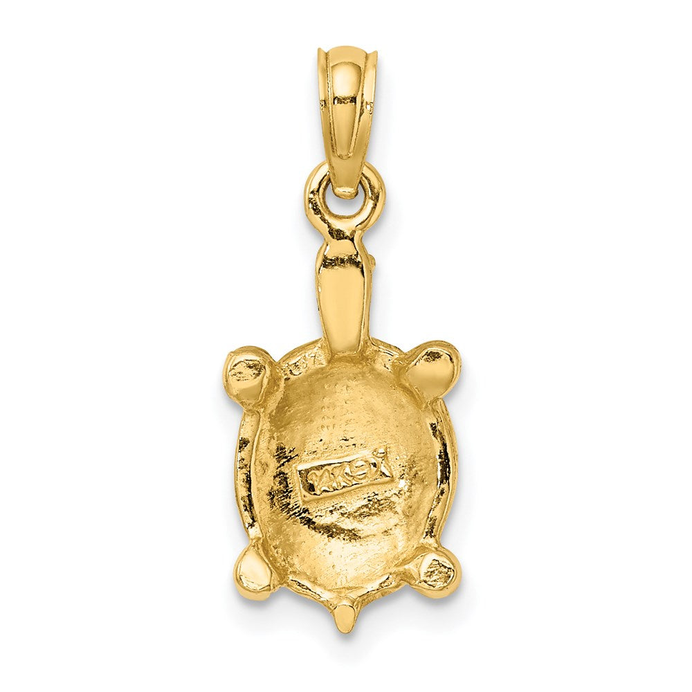 14K Gold Tortoise Pendant with Vibrant Green Enamel - Charlie & Co. Jewelry