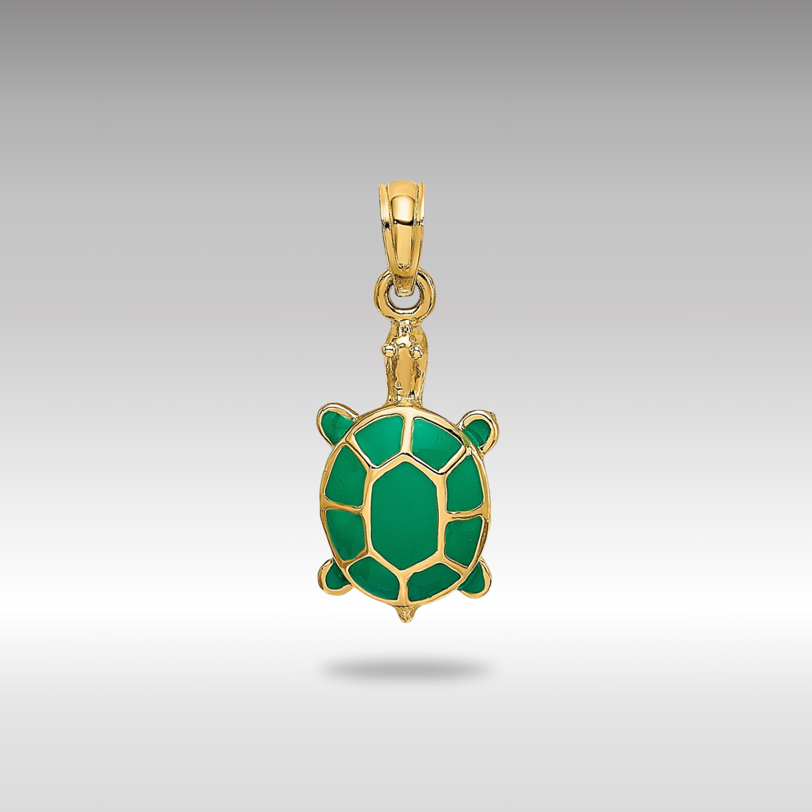 Gold Tortoise Pendant with Vibrant Green Enamel - Charlie & Co. Jewelry