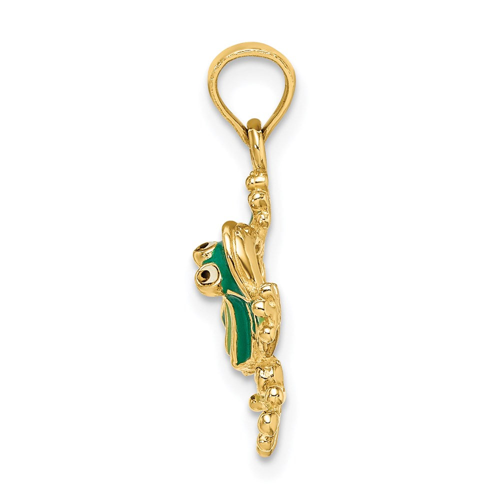 14K Gold Lively Green Enameled Frog Charm - Charlie & Co. Jewelry