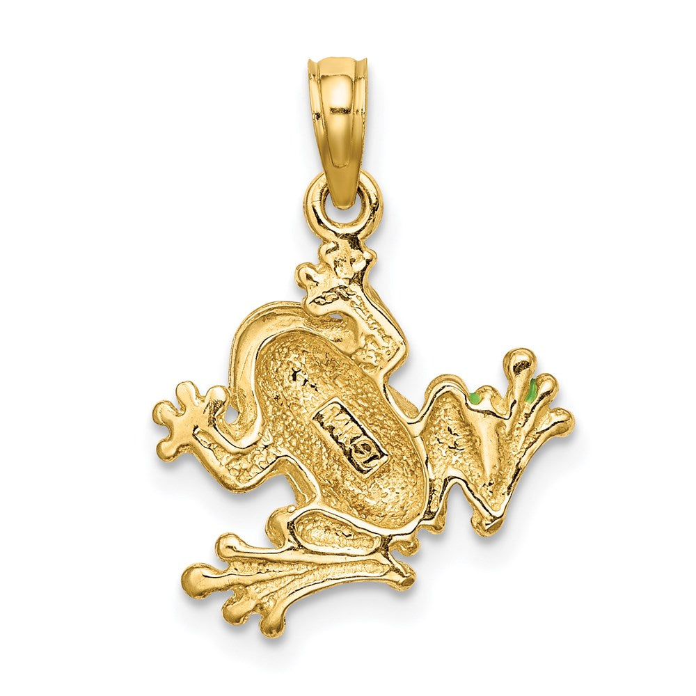 14K Gold Lively Green Enameled Frog Charm - Charlie & Co. Jewelry