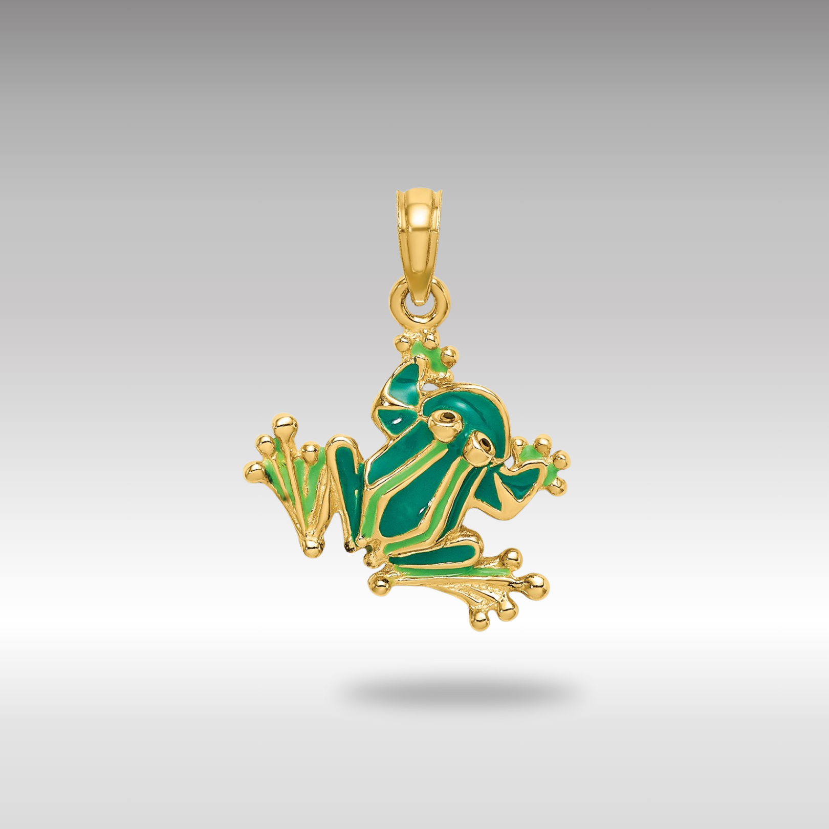 Gold Lively Green Enameled Frog Charm - Charlie & Co. Jewelry
