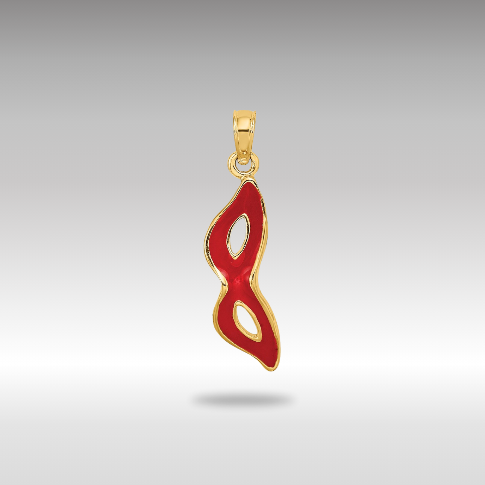 Gold Red Enamel Masquerade Mask Necklace Pendant - Charlie & Co. Jewelry