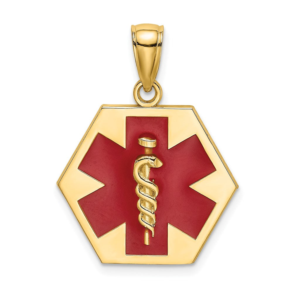 Charlie & Co Jewelry | 14k Enameled Textured Back Caduceus Medical Disc - Model K6732