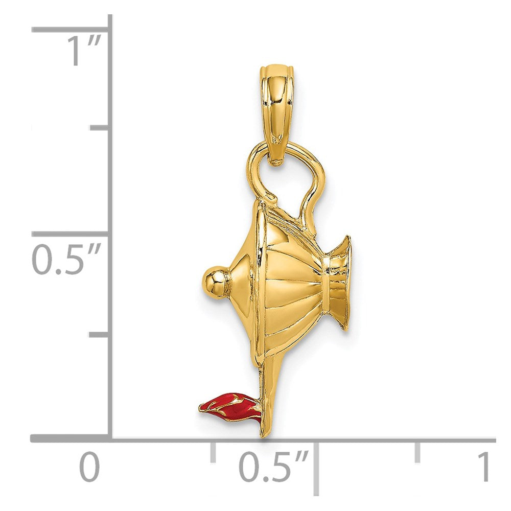 Charlie & Co Jewelry | 14k W/ Red Enamel Polished 3-d Genie Lamp Charm - Model K6734