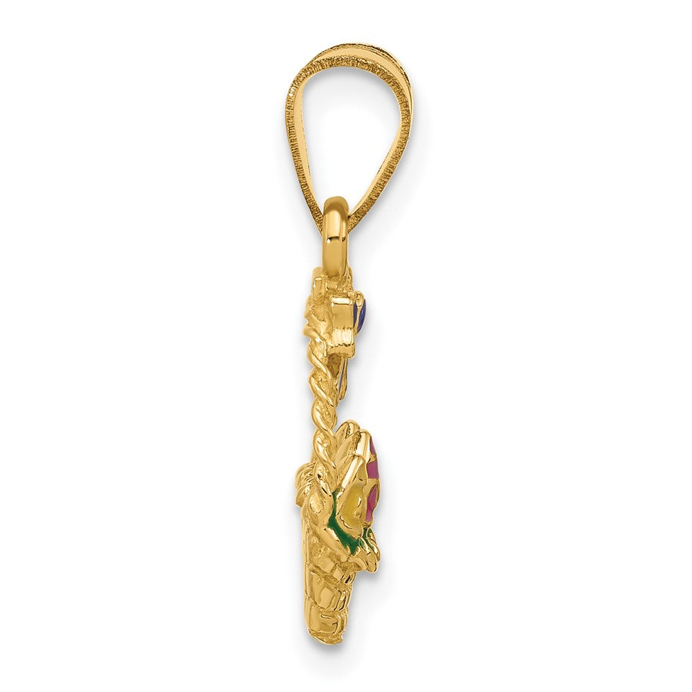Charlie & Co Jewelry | 14k Enameled Easter Basket W/ Bow And Eggs Charm - Model K6739