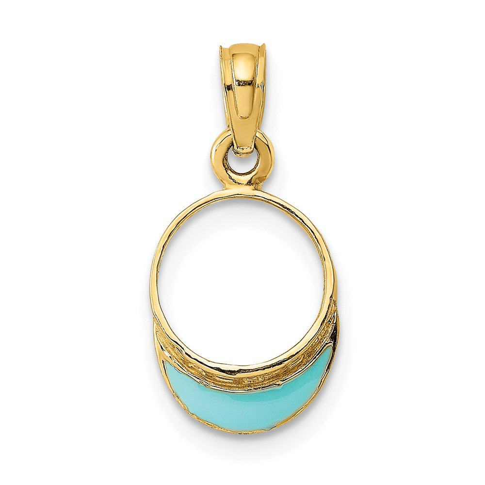 14K Gold Aqua Enameled Beach Sun Visor Pendant - Charlie & Co. Jewelry