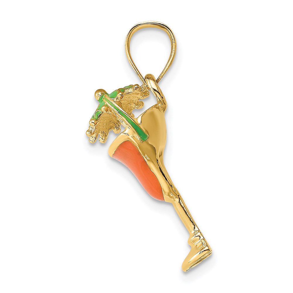 Charlie & Co Jewelry | 14k Orange Enameled Margarita Drink W/umbrella And Lime Charm - Model K6777
