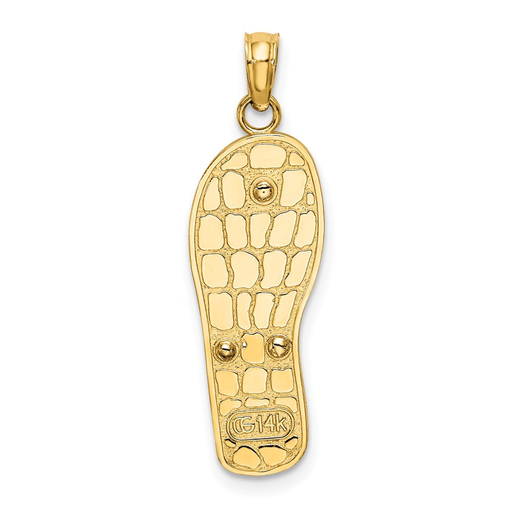 14K Gold 3D Pink Flowers on Blue Stripes Flip-Flop Pendant - Charlie & Co. Jewelry