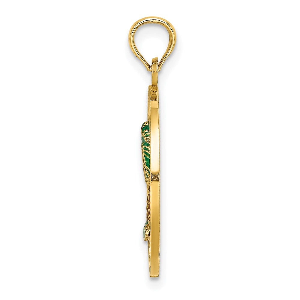 Charlie & Co Jewelry | 14k Bluffton Sc Circle Enameled Palm Tree Charm - Model K6812