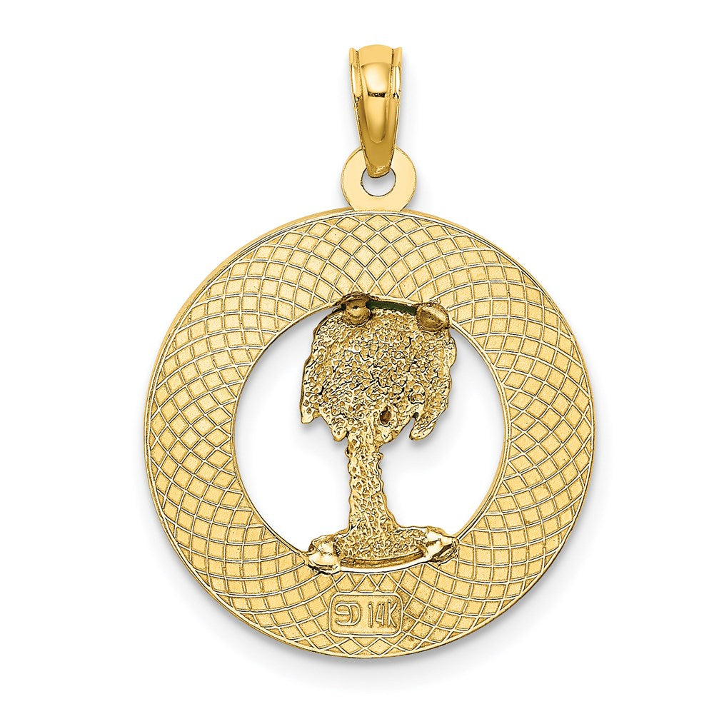 Charlie & Co Jewelry | 14k Bluffton Sc Circle Enameled Palm Tree Charm - Model K6812