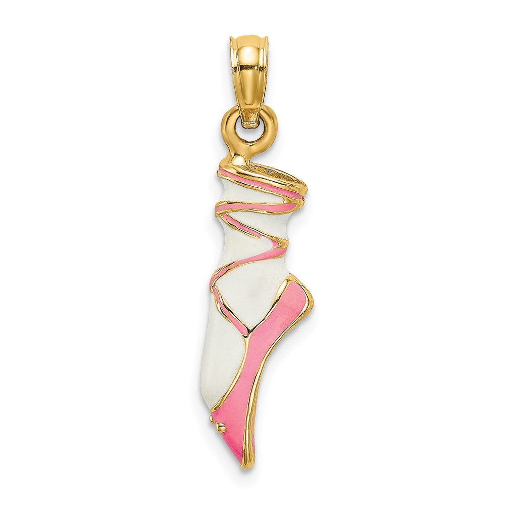 14K 3-D Enamel Ballet Shoe Necklace Pendant - Charlie & Co. Jewelry